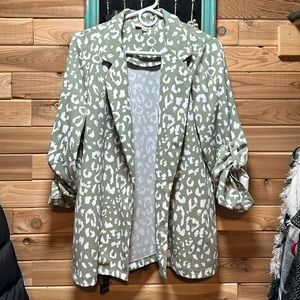 Green Leopard Blazer